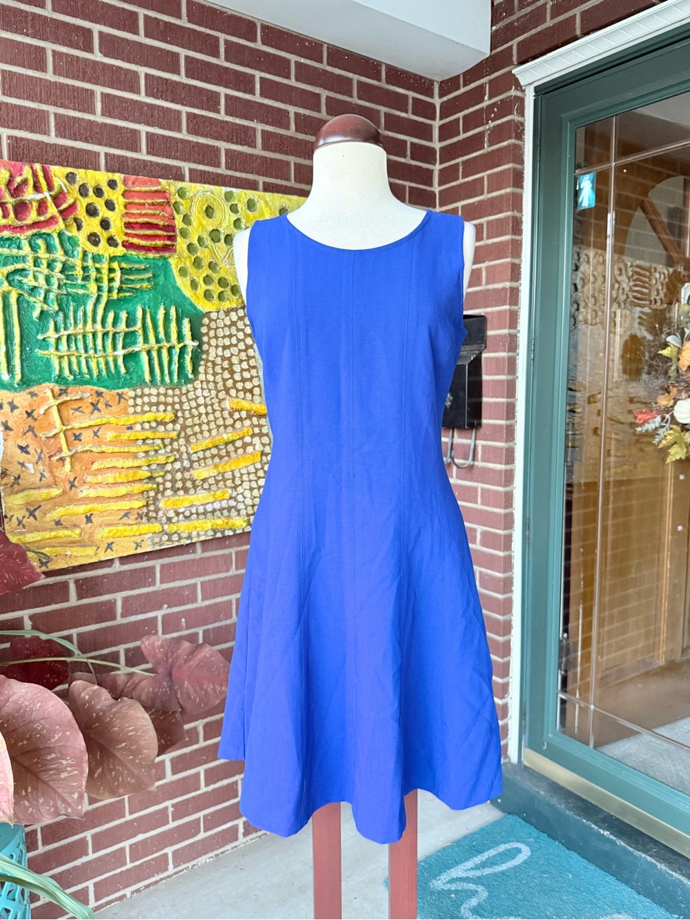 LOFT Sleeveless Cobalt Blue Fit-and-Flare Dress